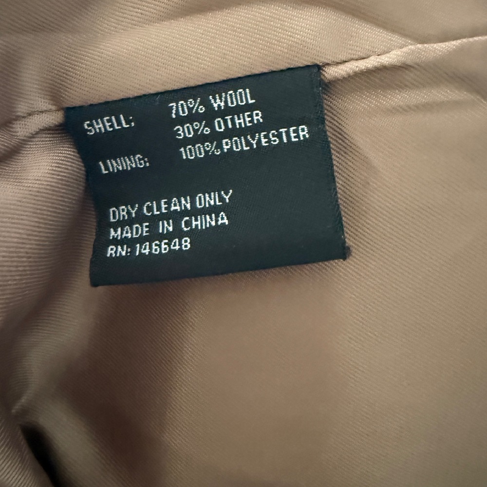 BGSD Wool Blend Coat Classic Button Front Tan Coat Jacket Size S - Picture 6 of 7